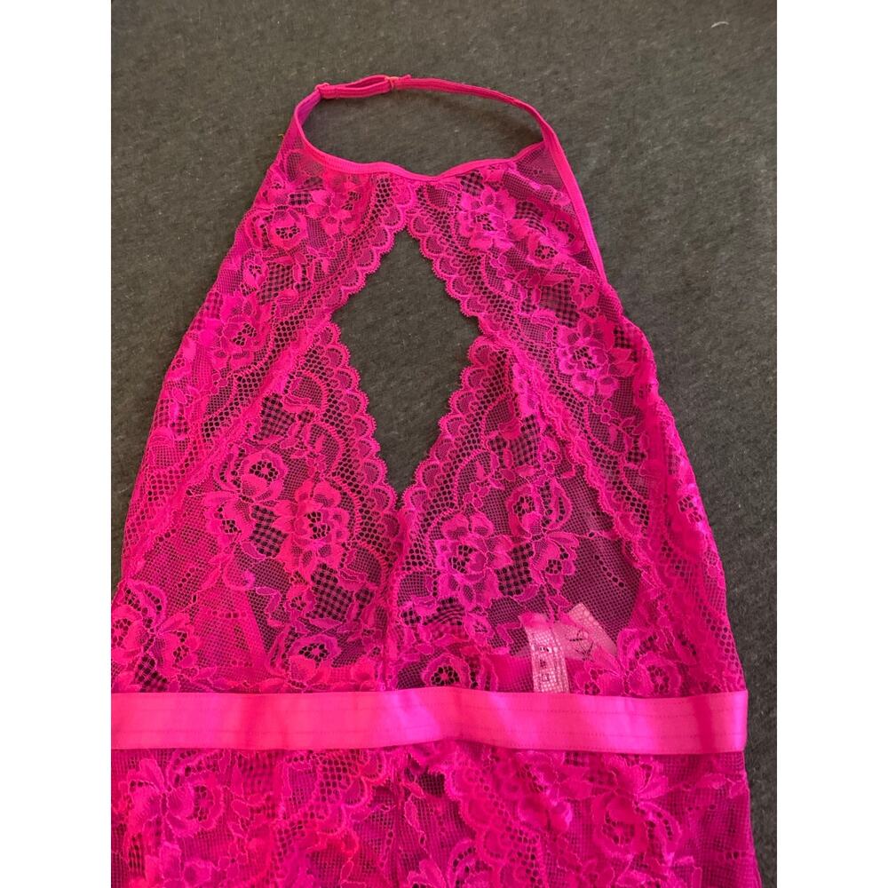 New NWT Dreamgirl Stretch Lace Garter Teddy Halter Neck Small Pink lingerie - Picture 7 of 10